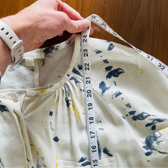 See U Soon Cream Blue Yellow Print Button Up Top - Picture 9 of 9